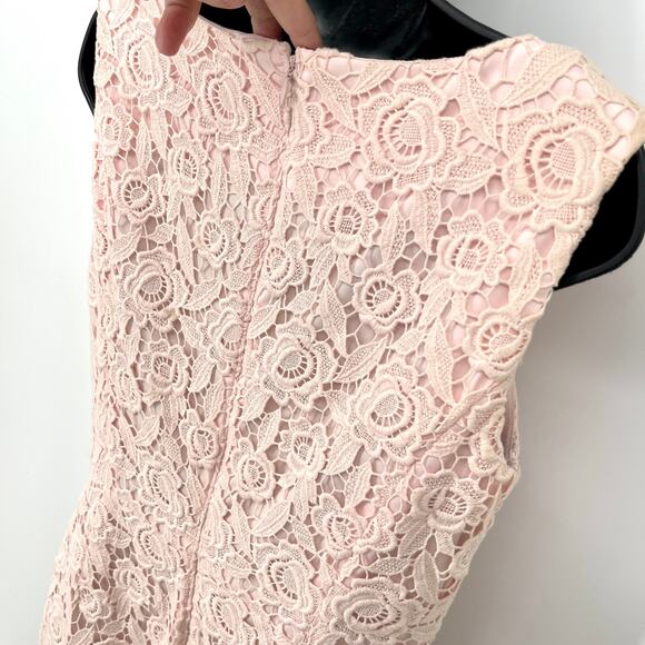 Talbots Petites Sleeveless Floral Crochet Lace Dress Womens Sz 8P Pink Lined - Picture 7 of 12